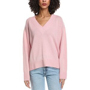 Reveriee Womens Wool V-Neck Sweater, Pink